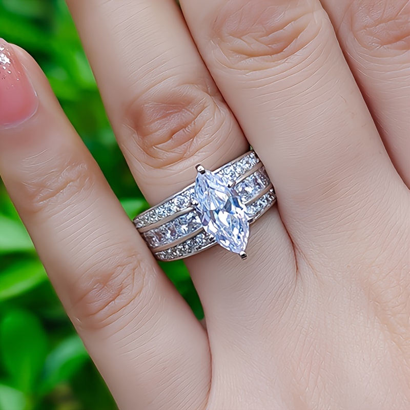 Sophisticated Copper Horse Eye CZ Bridal Ring